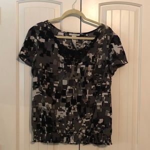 Fred David Abstract Top with Lace Detail